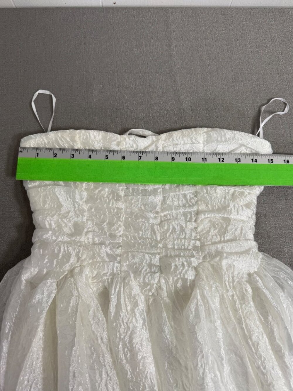 Lulus Analeia Ivory Jacquard Lace-Up Strapless Midi Dress Wedding Princess Small - Picture 9 of 16